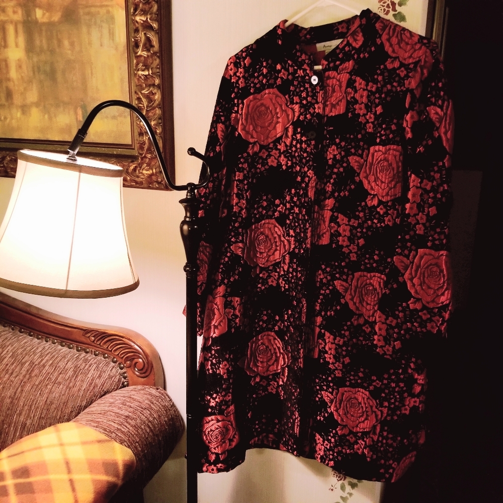 Womens Red and black rose Jacket